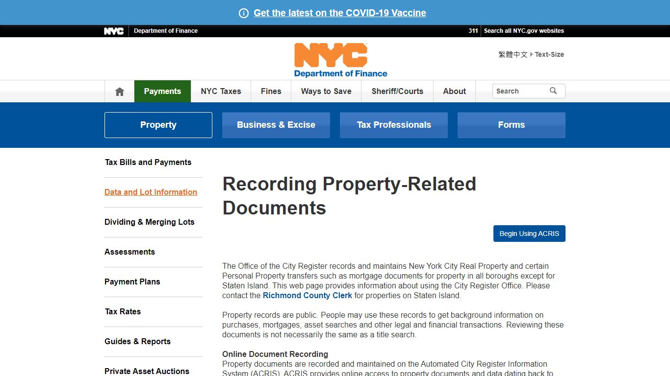 Recording Property-Related Documents - New York City